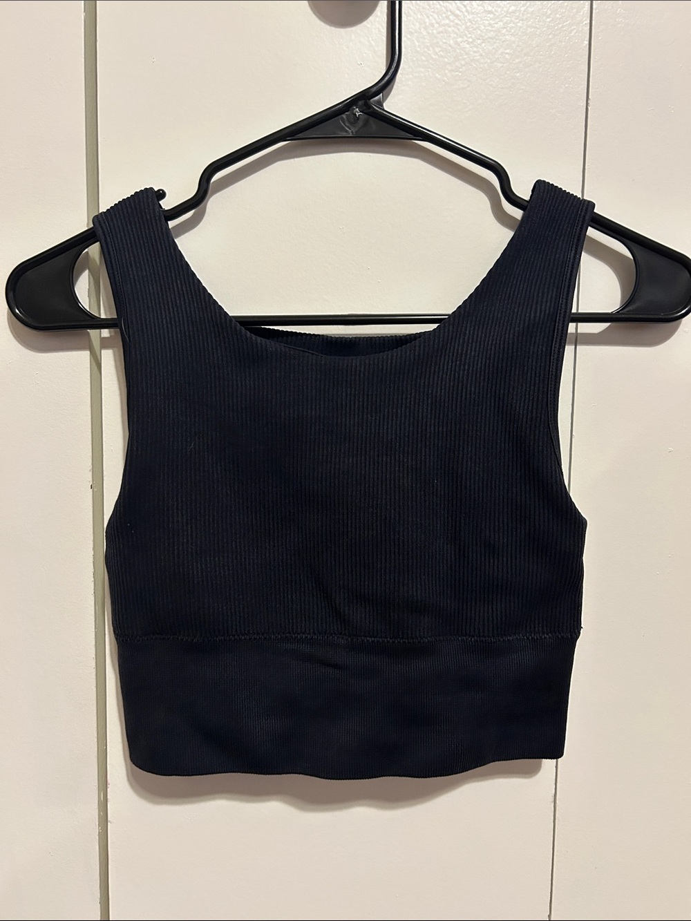 90 Degree By Reflex Black Ribbed Compression Cropped Tank